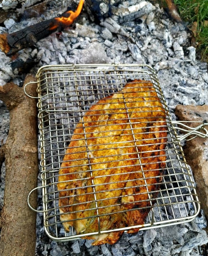 کباب ماهی روی زغال